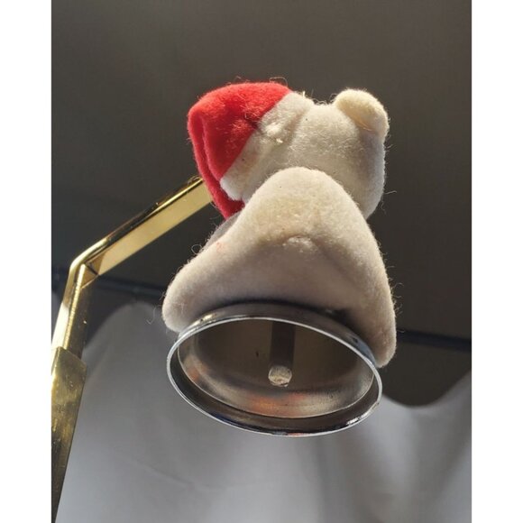 Russ Polar Bear in Santa Hat on Silver Bell Christmas Ornament Holiday Decor - Picture 6 of 8